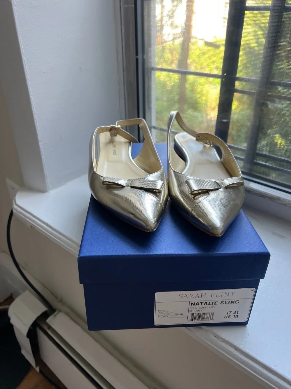 Sarah Flint Natalie Slingbacks in Gold Saffiano